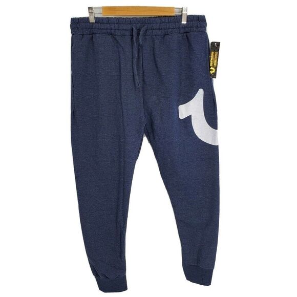 New True Religion Mens Loungewear Jogger Sweatpants Navy Blue White Size Large - Picture 1 of 3